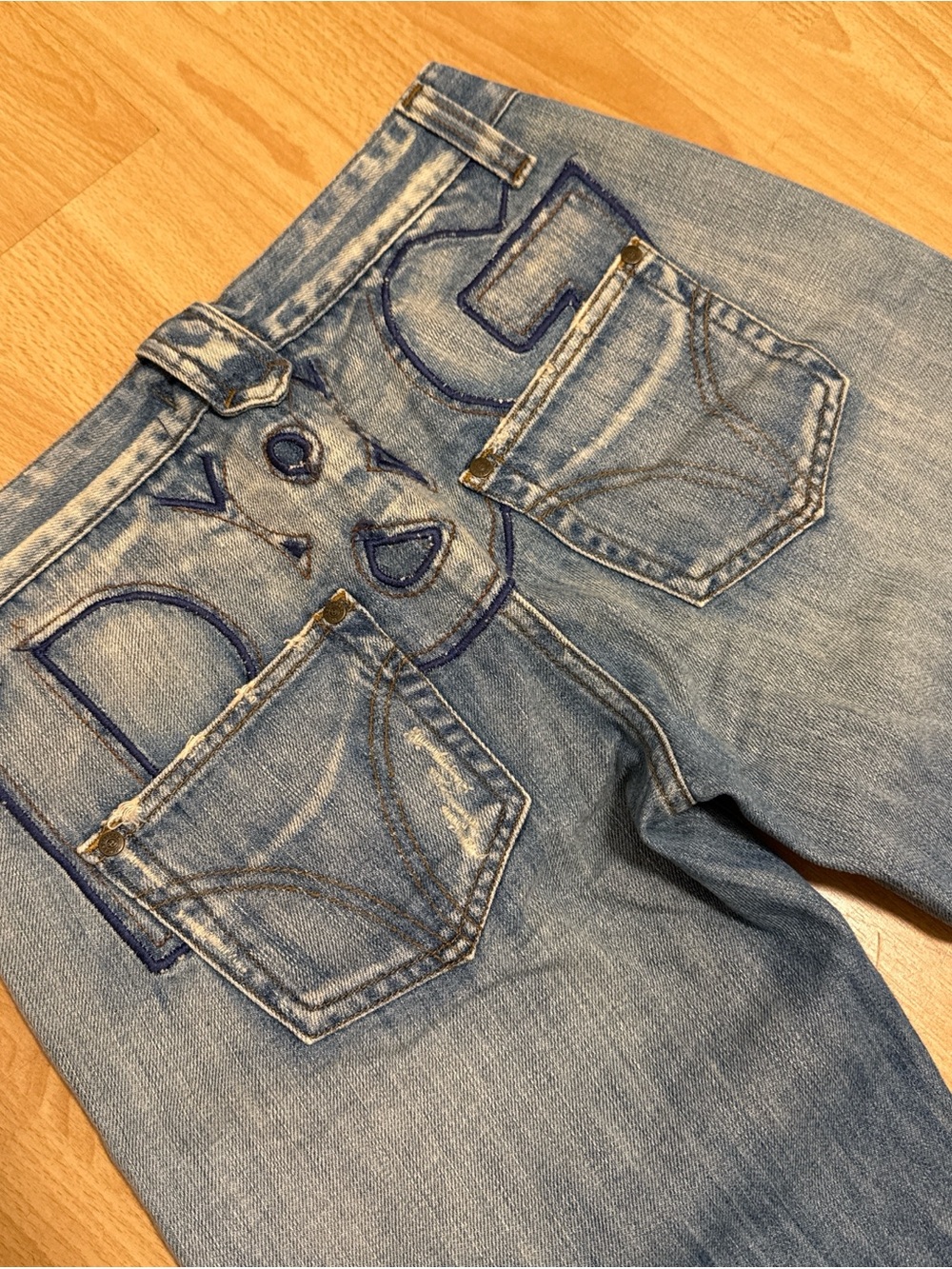 Dolce & Gabbana Light Blue Relaxed Jeans with Embroidered Back Logo